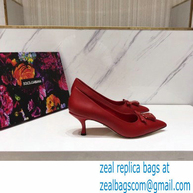 Dolce  &  Gabbana Thin Heel 6.5cm Leather Sicily Pumps Red 2021